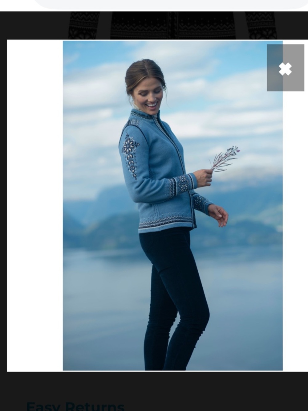 Dale of Norway Anniversary Sweater Women Medium Blue Nordic Wool Zip Cardigan